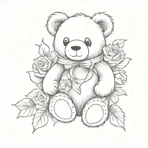 Teddy Bear Holding Roses Wrapped