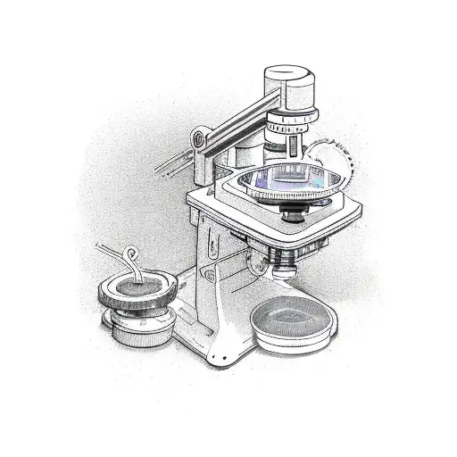 Textbook Microscope With Eyepiece Blown Into Psychedelic Colors