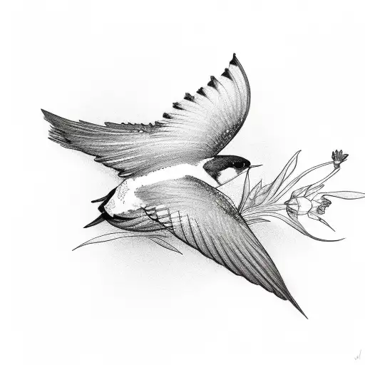 Swallow Bird With Flower For Man