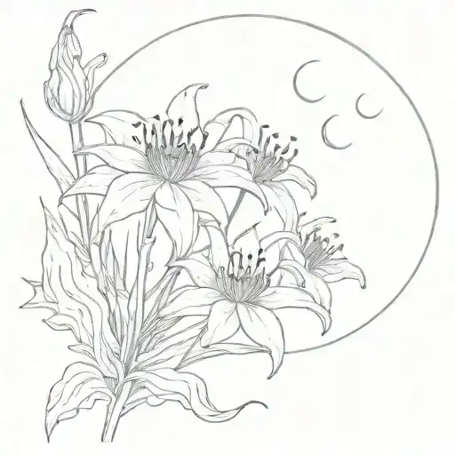 Moon And Spider Lily Blooming