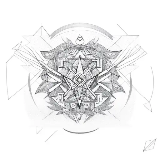 Geometric Bird Made Out Of Branches And Flowers And Has The Vegvisir Symbol