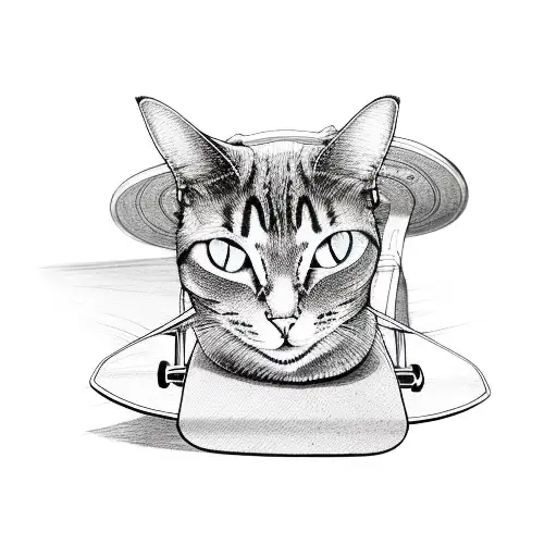 A Cat In A Cap On A Skateboard