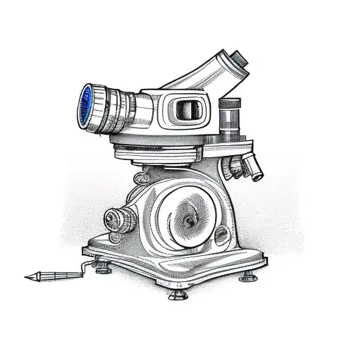 Textbook Microscope With Eyepiece Blown Into Psychedelic Colors