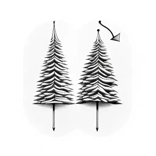 2 Forests With An Arrow Between Representing Love