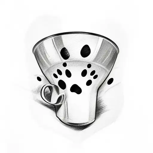 A Sketch-style Tattoo Of A Coffee Mug With A Paw Print