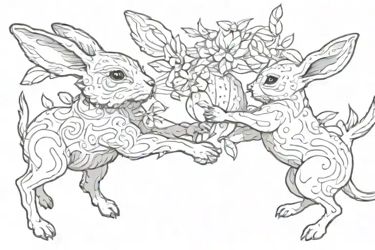 2 Dog 1 Rabbit Playing Together