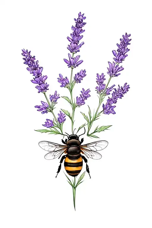Lavender Bush And Bumble Bee