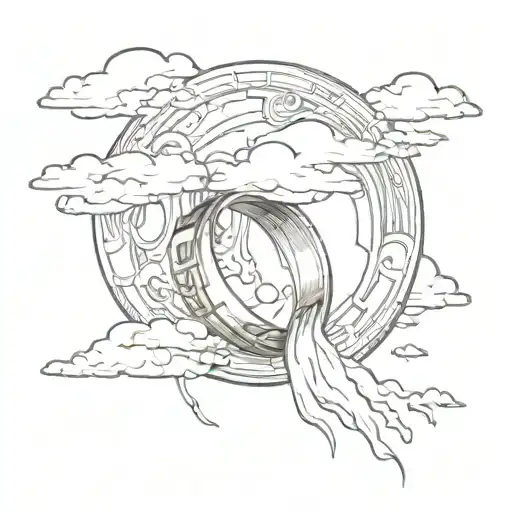 Broken Wedding Ring Going Up To Clouds