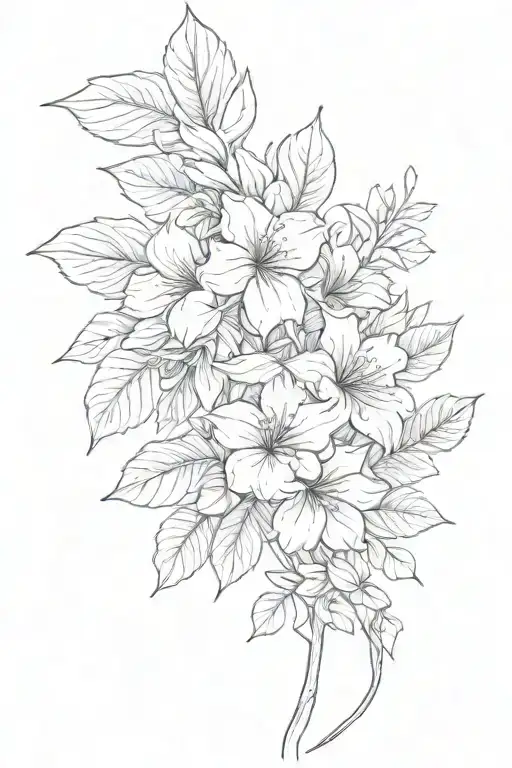 Flowers And Plam Tree Leaves