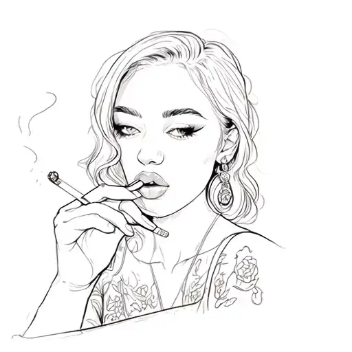 A Woman Smoking A Cigarette In A Car