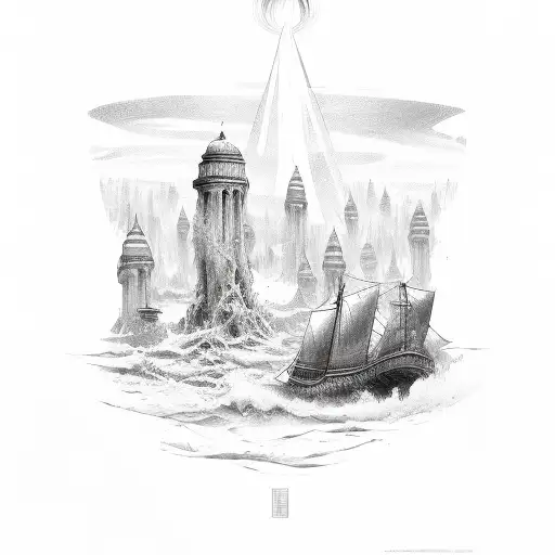 The Word Flood Written On Scroll