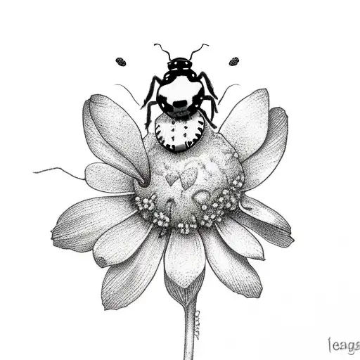 Forget Me Not Flower And Lavander And A Ladybug On A Leaf