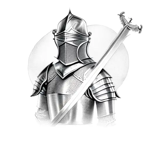 Kneeling English Knight With Sword Bowing