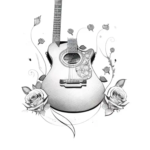 Guitar With Roses Around It