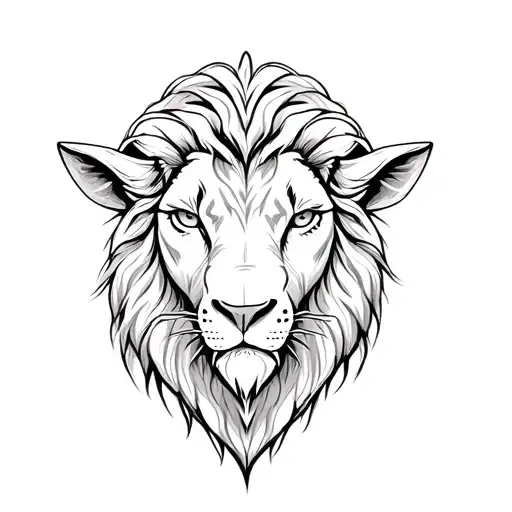 A Half Lion Head On The Left Side And A Half Goat Head On The Right Side Combined Together