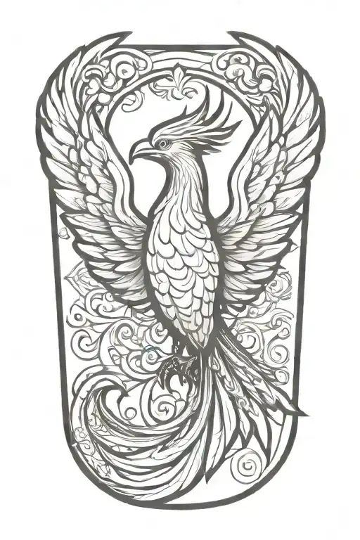 Phoenix With One Wing High And The Other Low Emerging