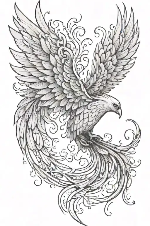 Phoenix With One Wing High And The Other Low Emerging