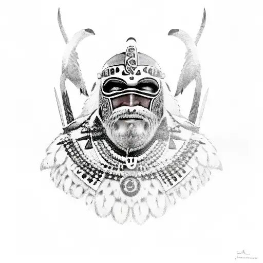 Tlingit Warrior With Ravens And Frogs