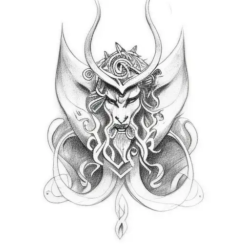 Create A Tattoo Featuring A Mythical Creature From Norse Mythology In A Sketch Style