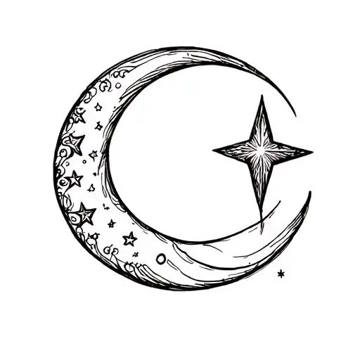 A Half Moon With A Little Star