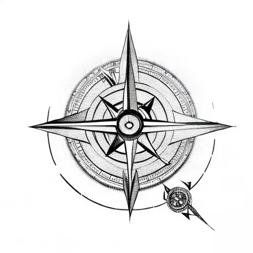 Arrow With A Compass And Clock