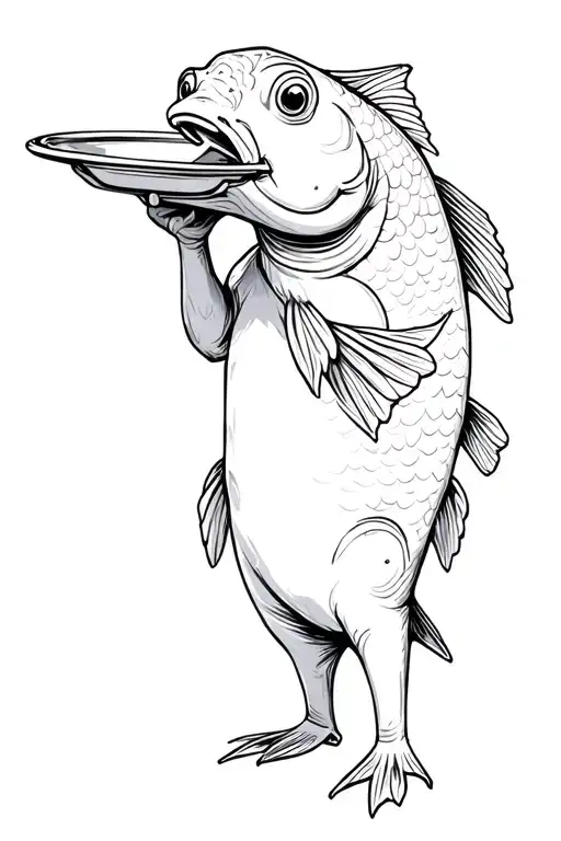 Fish Standing Up Holding Tray