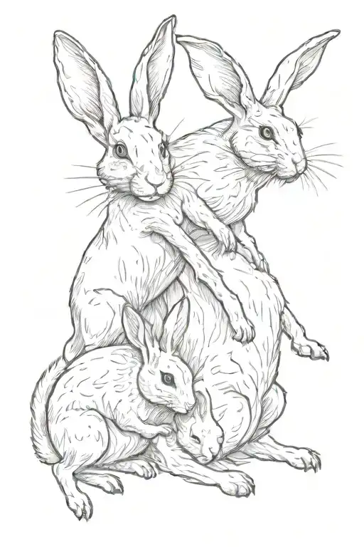 2 Dog 1 Rabbit Playing Together