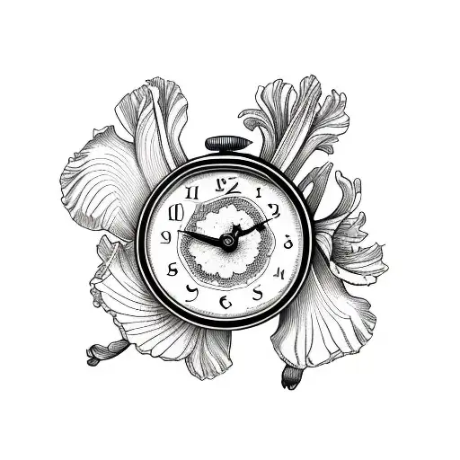 Iris Flowers With Clock And Feet Print Sleeve