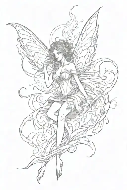 Fairy With Fire Flames Instead Of Wings