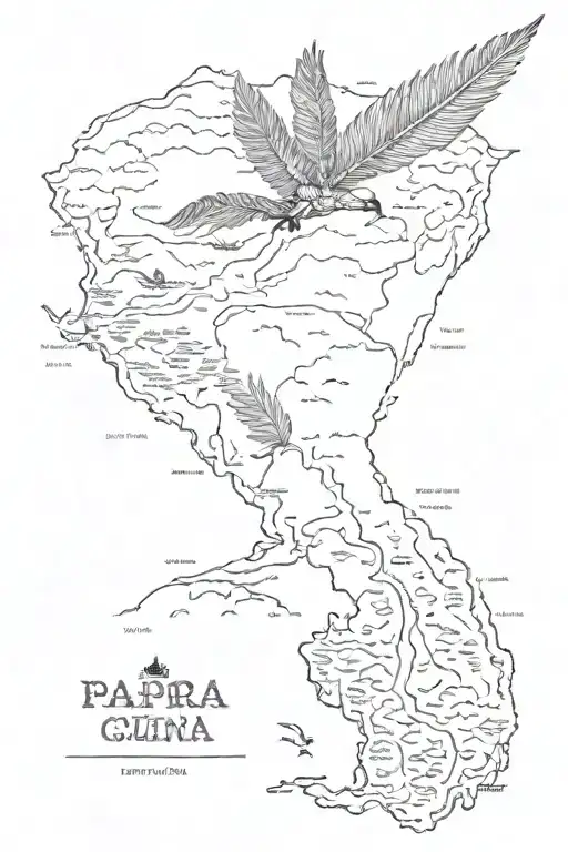 A Map Of Papua New Guinea Featuring The Bird Of Paradise