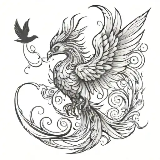 Phoenix With One Wing High And The Other Low