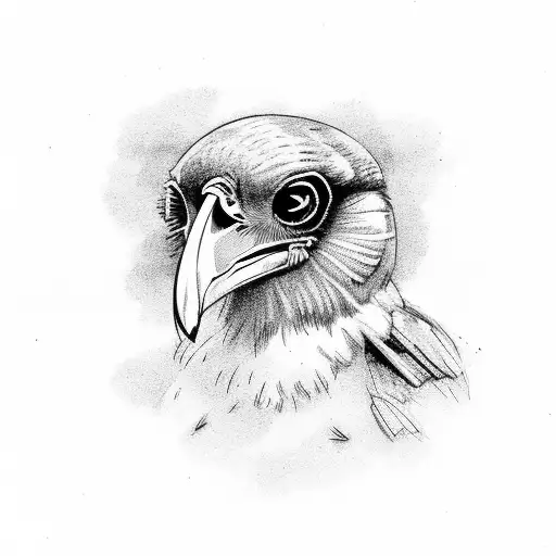 Dead Raven Without Eyes With Protruding Bones