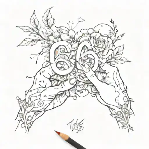 16069 And 14061 Numbers On Hand Tattoo Design Combining Love