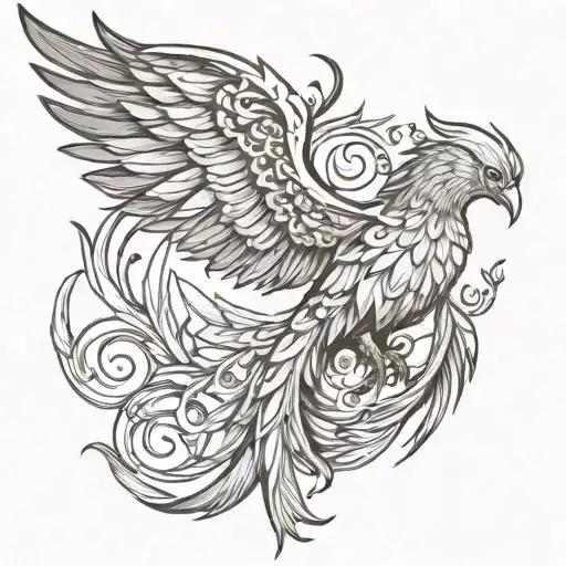 Phoenix With One Wing High And The Other Low