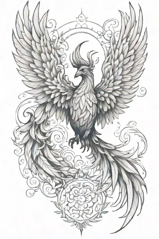 Phoenix With One Wing High And The Other Low Emerging