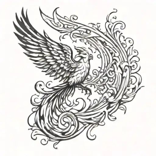 Phoenix With One Wing High And The Other Low