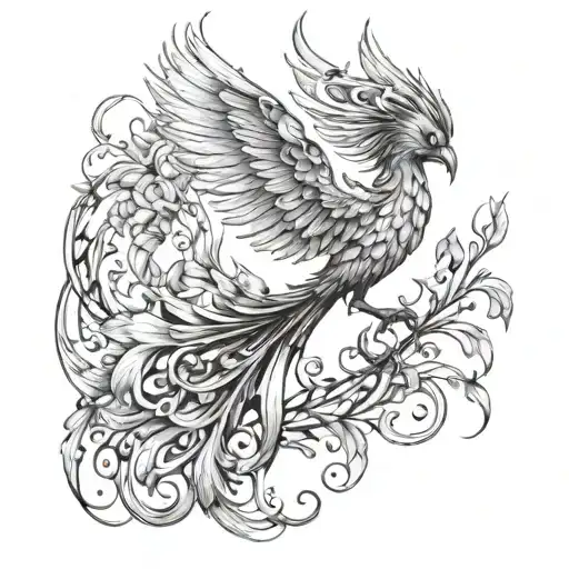 Phoenix With One Wing High And The Other Low