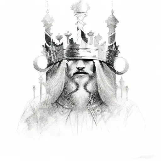 White King Of Chess In A Sketch Style