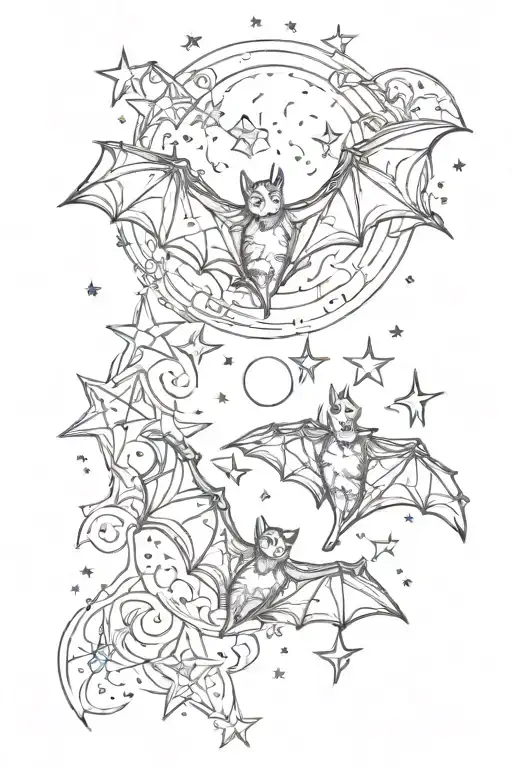Bats Moon Stars