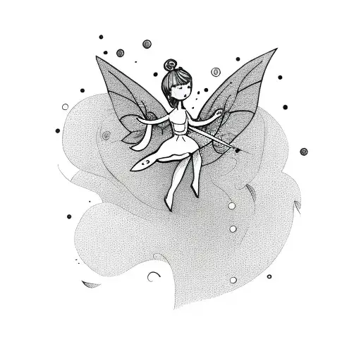 Small Fairy Waving A Wand Cartoon