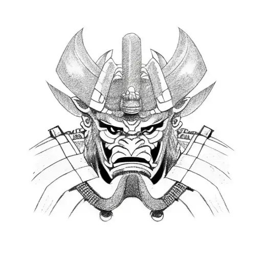 Half Oni Samurai Mask