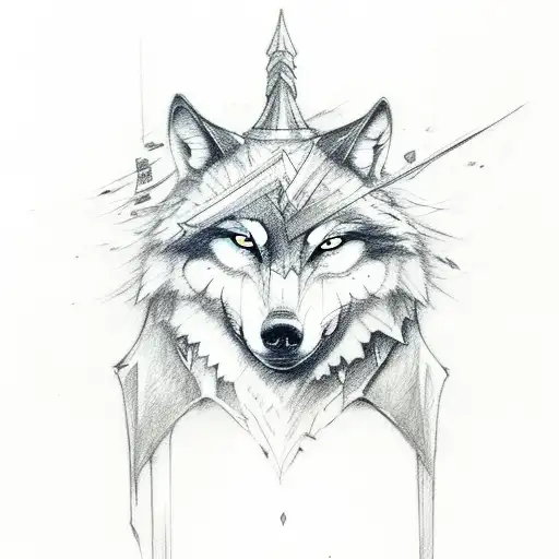 Incorporate A Wolf And A Crow Into A Sketch-style Tattoo Inspired By Dark Souls