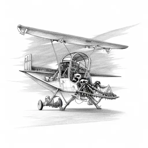 Skeleton Sitting On Top Of Airplane