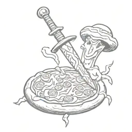 Pizza Holding A Cheese Stick As A Sword