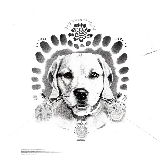 A Driver's Steering Wheel Surrounded By Dog Paw Prints