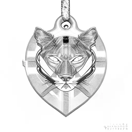 Panther With Cancer Ribbon Around Its Neck As Dog Tags