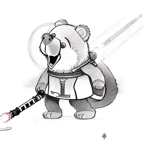 A Cartoon Bear In A Dark Side Robe With A Lighsaber