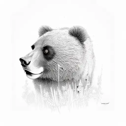 Mpuntain And Bear And A Cub