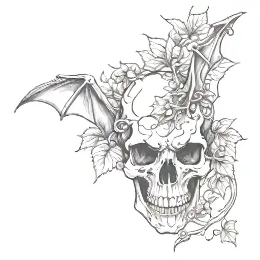 Bat Skull In Vines