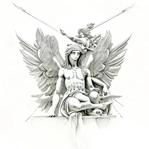 Greek Style Michel Angelo Sculpture Fallen Angel